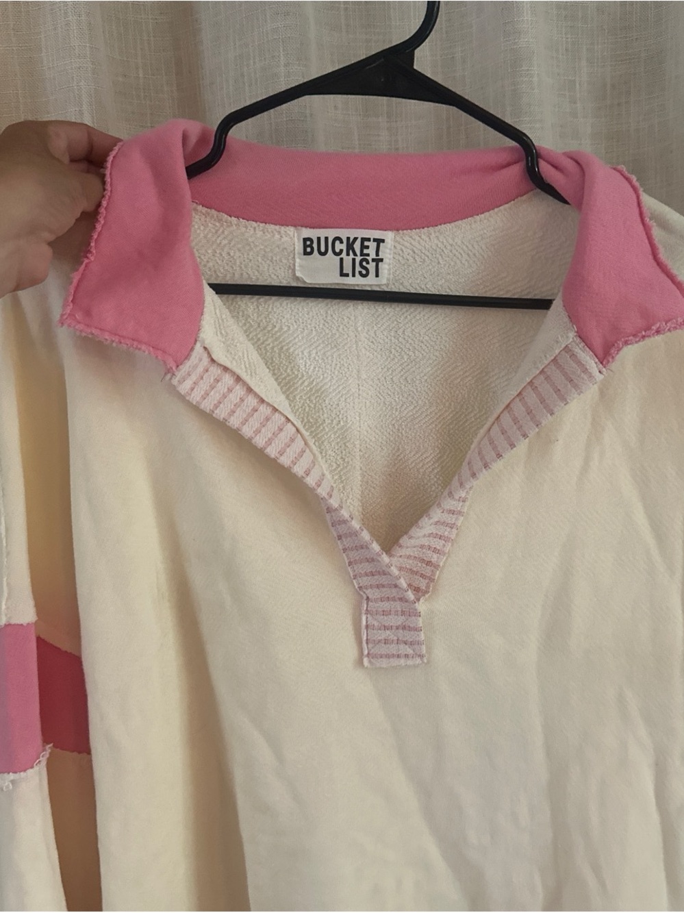 BUCKETLIST Cream and Pink Scoop Neck Sweater